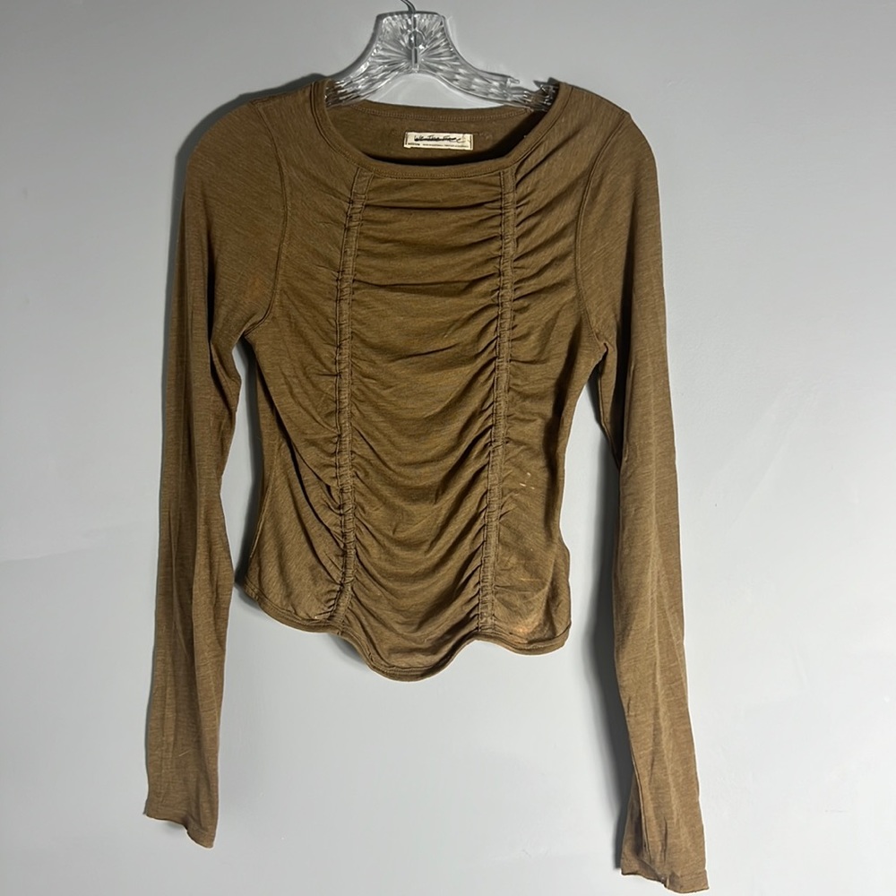 Free People Long Sleeve Ash Brown Tan Size Medium